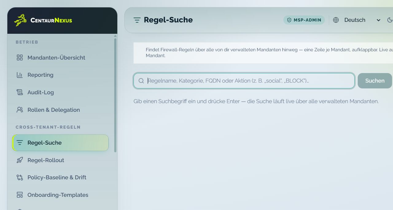 Cross-Tenant-Regelsuche findet Firewall-Regeln über verwaltete Mandanten hinweg